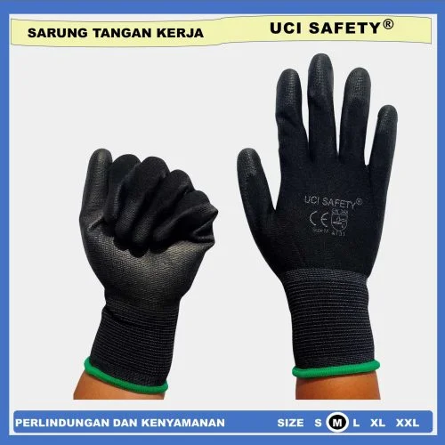 Sarung Tangan Karet Polyrethane Palmfit Uci Safety Black