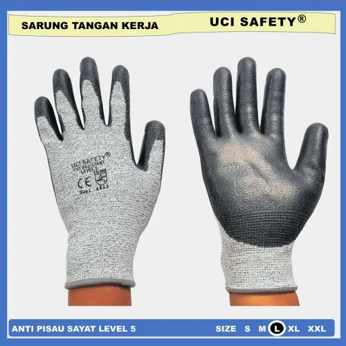 Sarung Tangan Glove Cut Resistant level 5 Anti Pisau karet Hitam