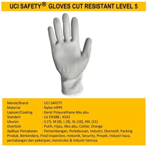 Hand Gloves Anti Licin Sarung Tangan dilapisi karet Warna Abu Abu, Hitam