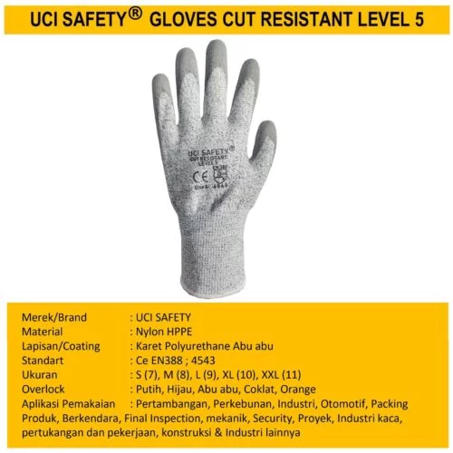 Cut Resistant Level 5 safety Gloves Sarung Tangan Anti Pisau Potong Anti Gores