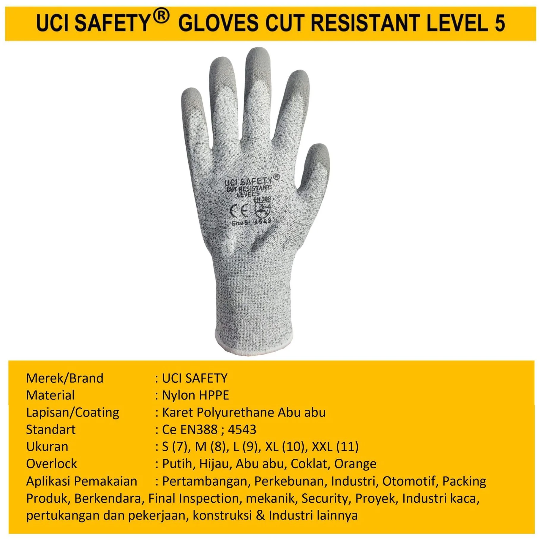 Cut Resistant Level 5 safety Gloves Sarung Tangan Anti Pisau Potong Anti Gores