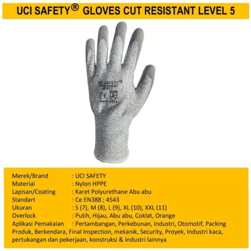 Anti Sayat Cut Resistant Level 5 Sarung Tangan Anti Benda Tajam Anti Pisau Potong