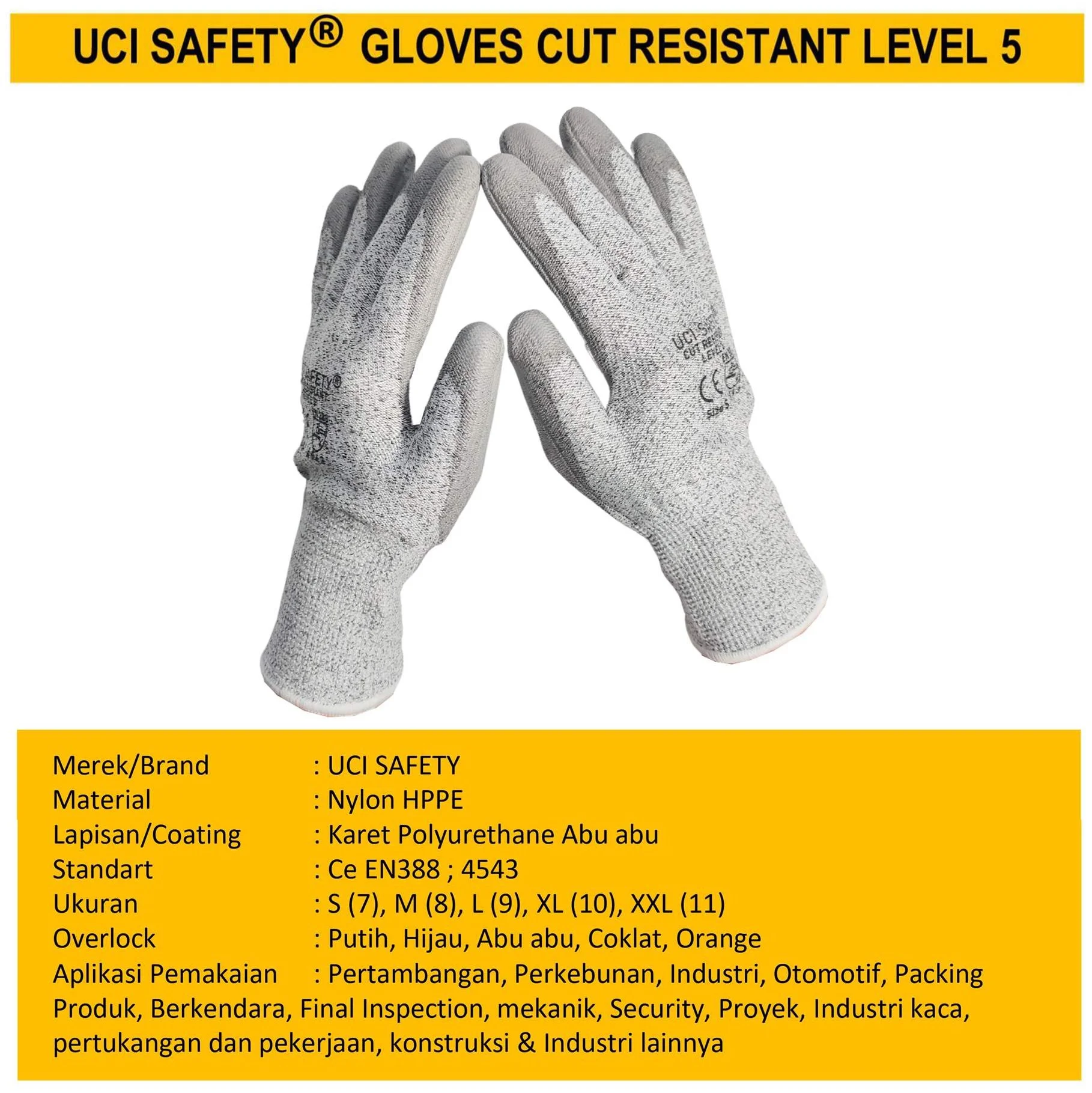 Kontruksi Ukuran S M L XL XXL Sarung Tangan Uci Safety Tebal - Gambar 3