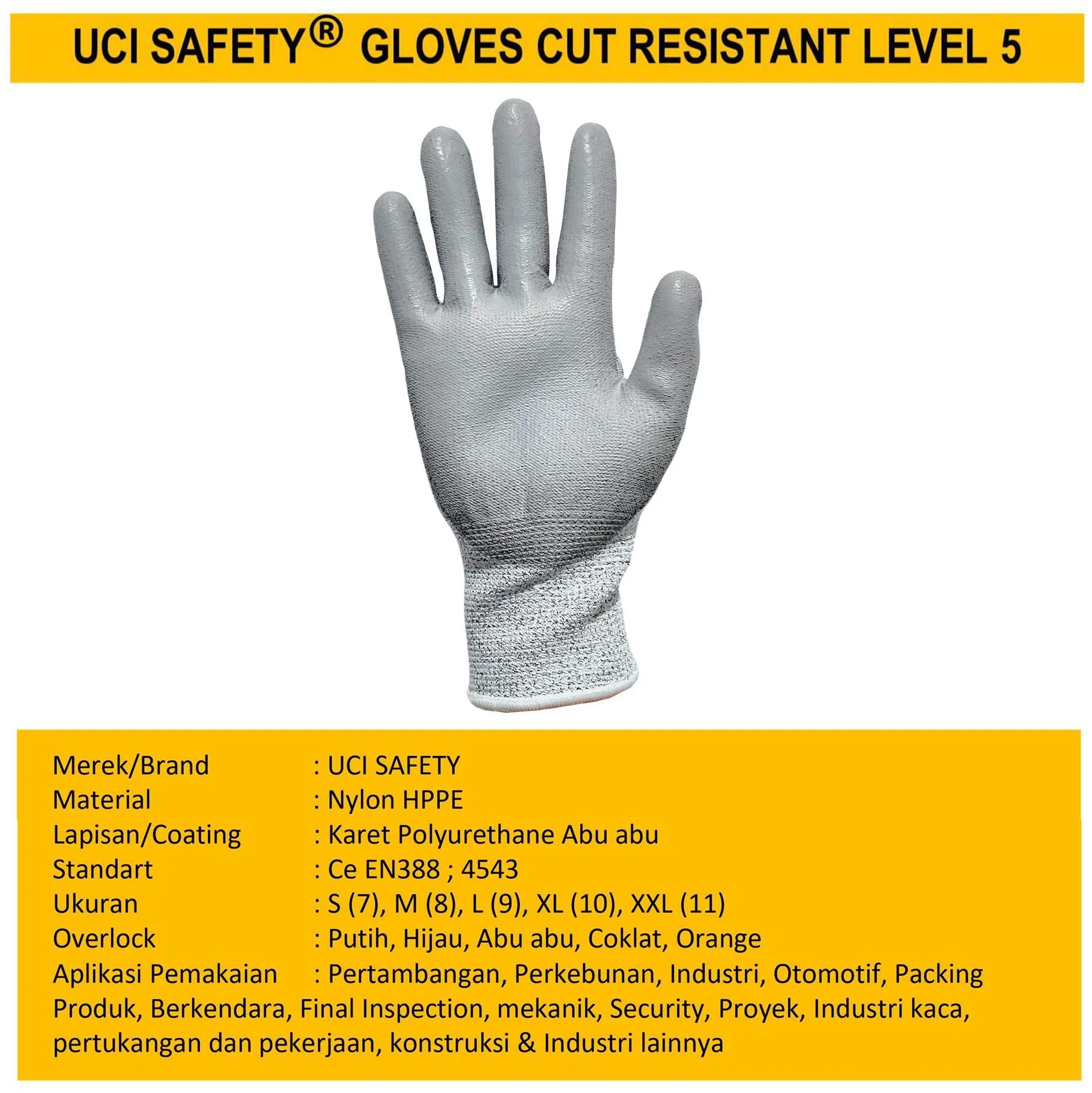 Kontruksi Ukuran S M L XL XXL Sarung Tangan Uci Safety Tebal - Gambar 2