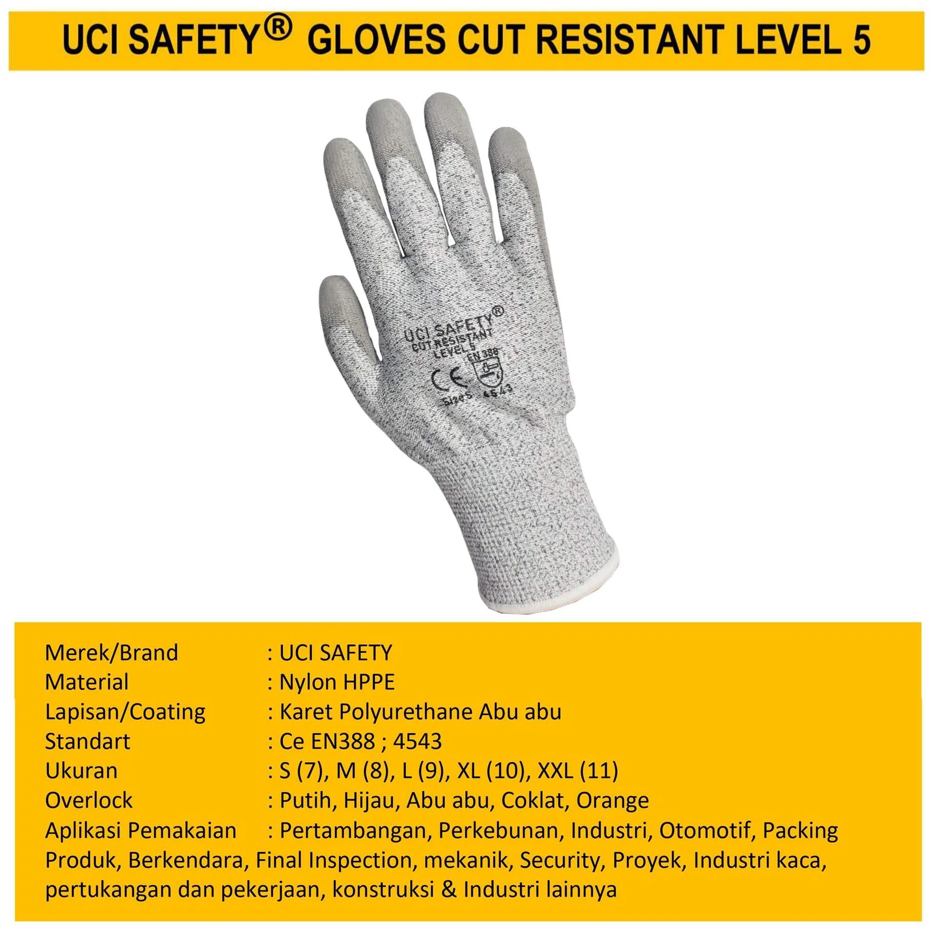 Sarung Tangan Anti Potong Anti Sayat Cut Resistant Level 5 safety Gloves - Gambar 2