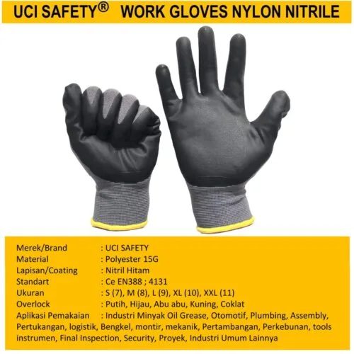 Sarung Tangan Hitam/Grey Anti Licin engineering Teknisi