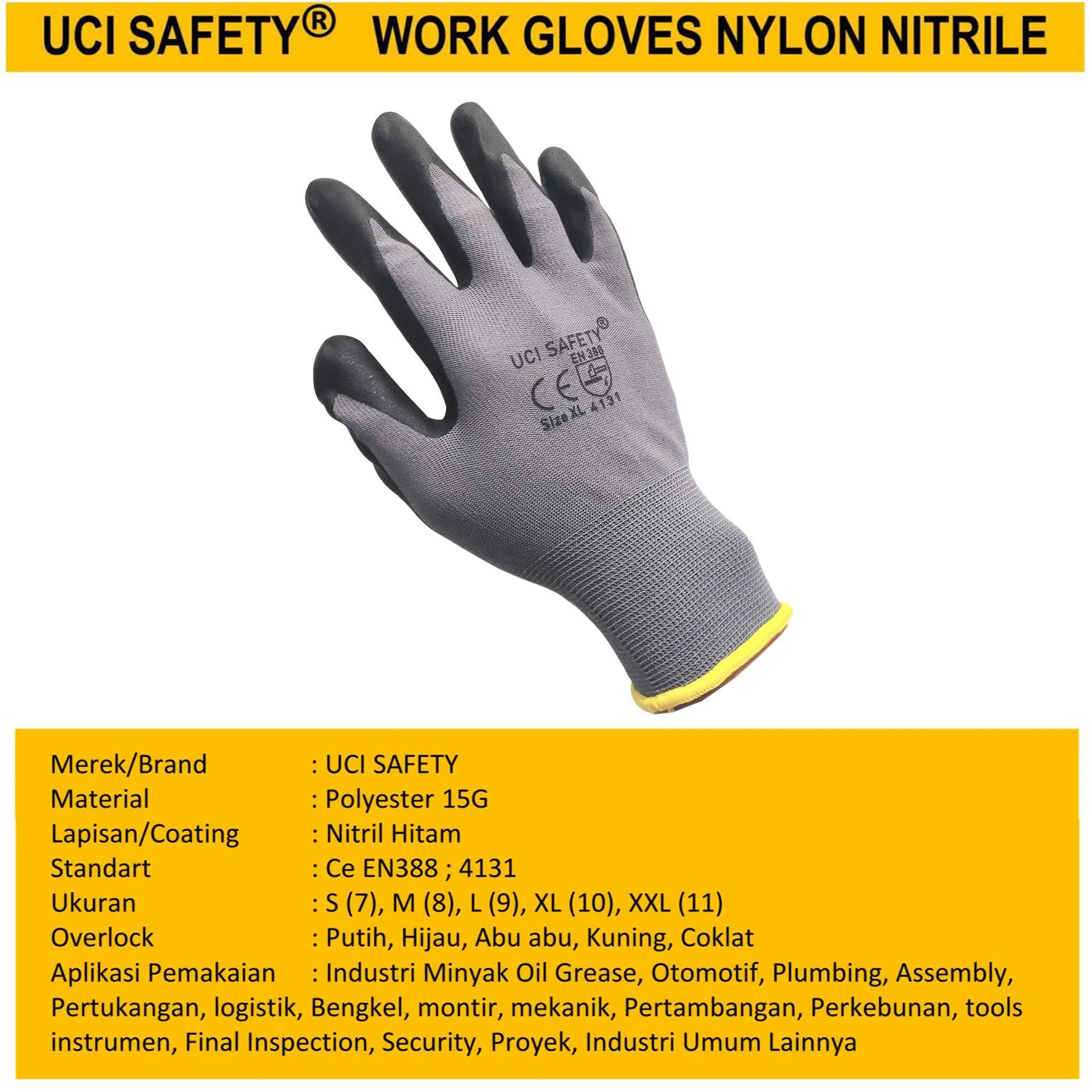 Sarung Tangan Proyek Safety Kerja Nitril Mechanical