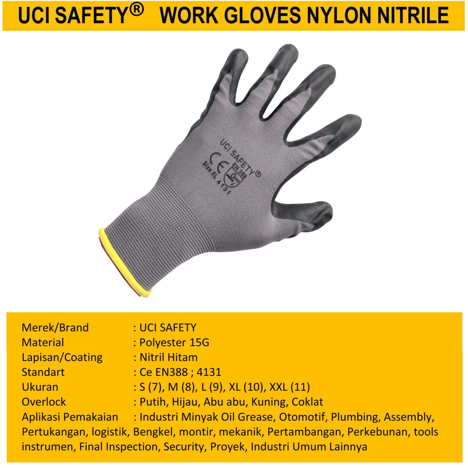 Teknisi Coating safety Gloves Ukuran M L XL Tukang - Gambar 4