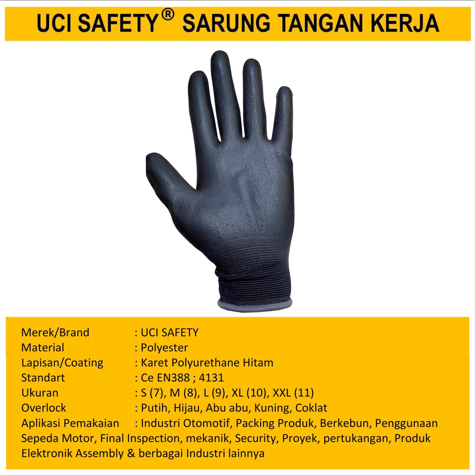 Hand Gloves Coating Karet Bahan Nylon Polyester Sarung Tangan Kerja Palmfit - Gambar 2