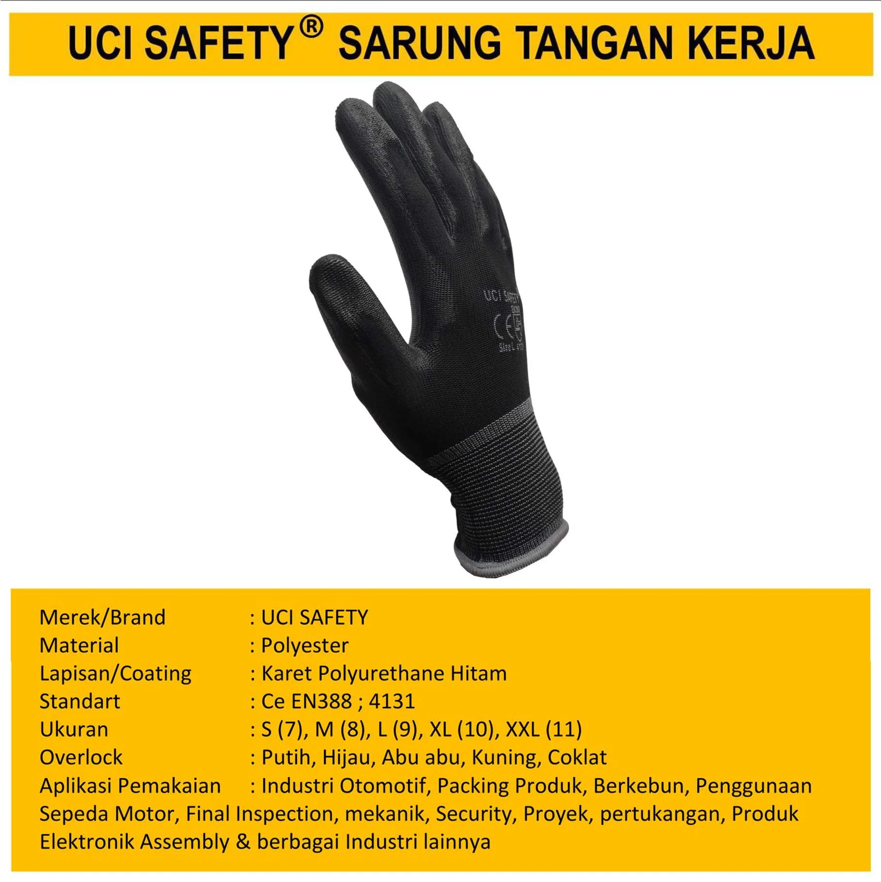 Karet Palmfit Proyek Tukang Bagunan Security Satpam Safety Gloves Palm Fit