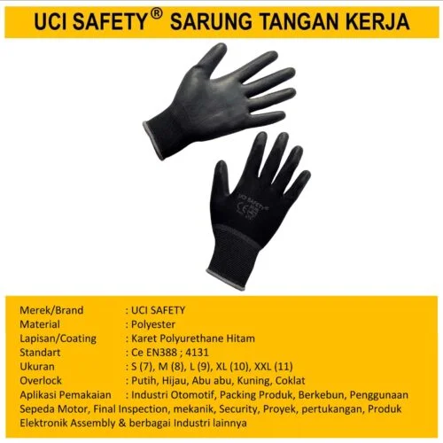 Bahan Nylon Polyester Packing Pengaman kerja Coating Karet Hand Gloves Industri Pabrik
