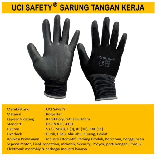 Hand Gloves Coating Karet Bahan Nylon Polyester Sarung Tangan Kerja Palmfit