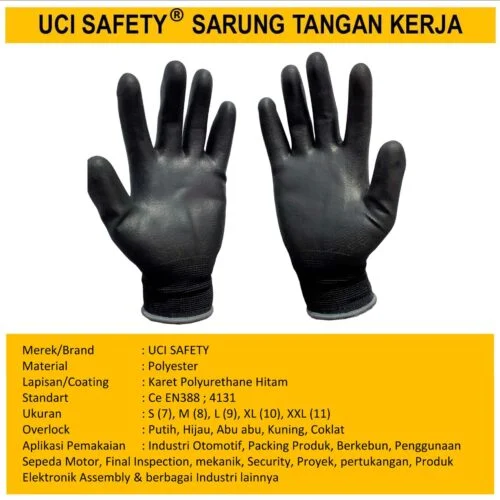 Anti Slip Uci Safety Berkebun Pengaman kerja PU Polyurethane
