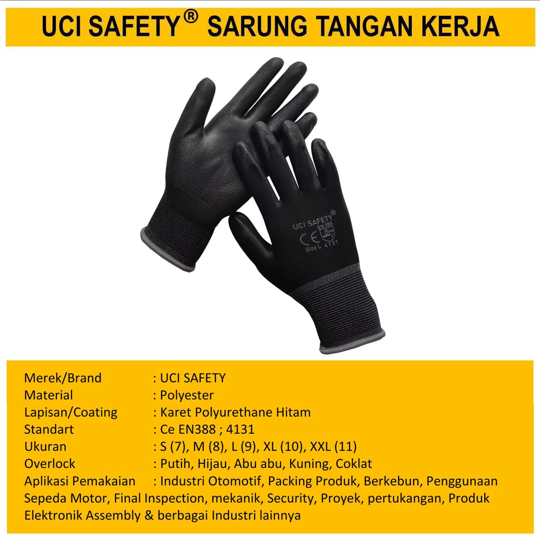 Karet Palmfit Security Satpam Industri Pabrik Hand Gloves Coating Karet - Gambar 4