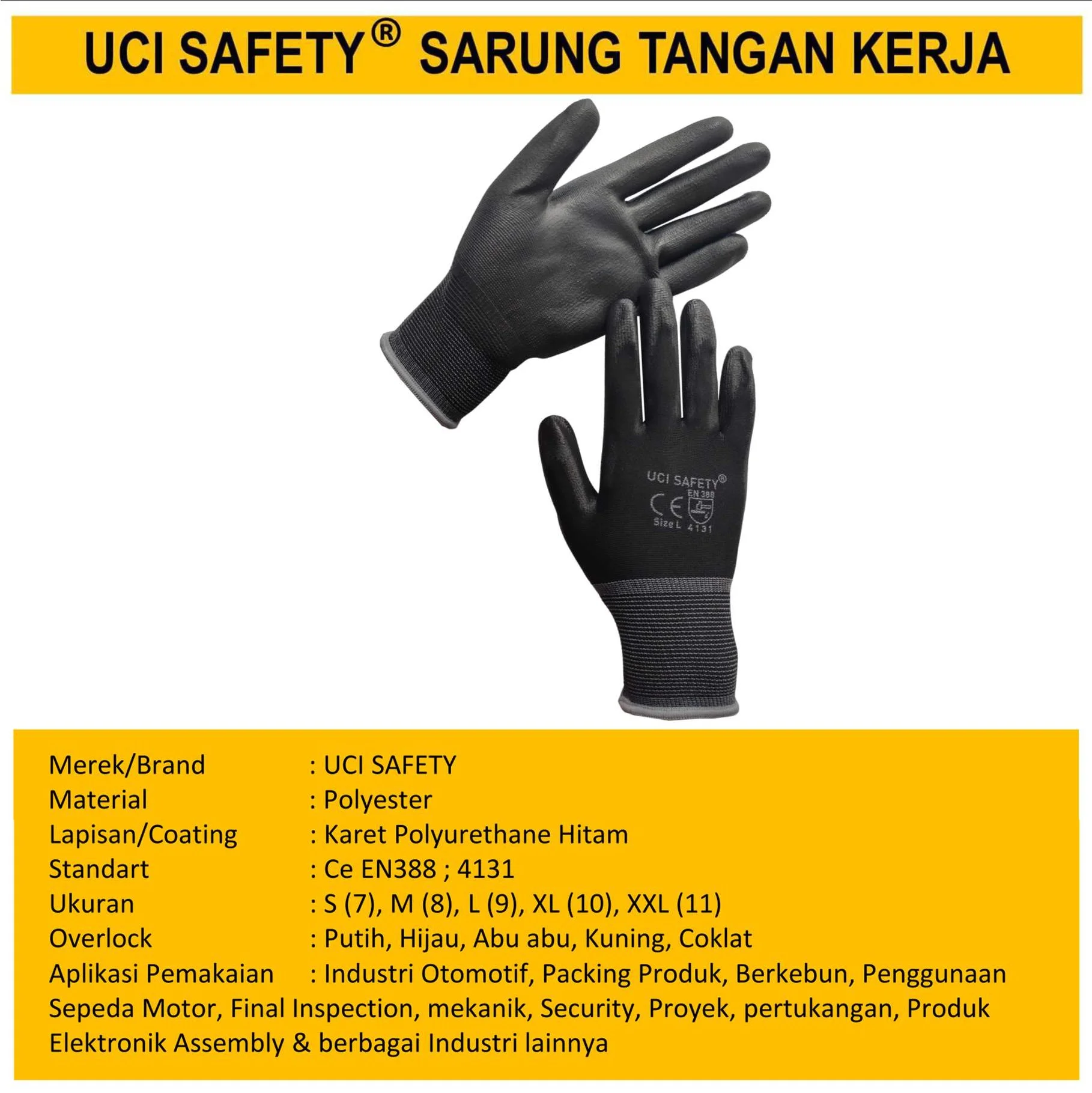 PU Karet Palmfit Security Satpam Industri Pabrik Hand Gloves - Gambar 4