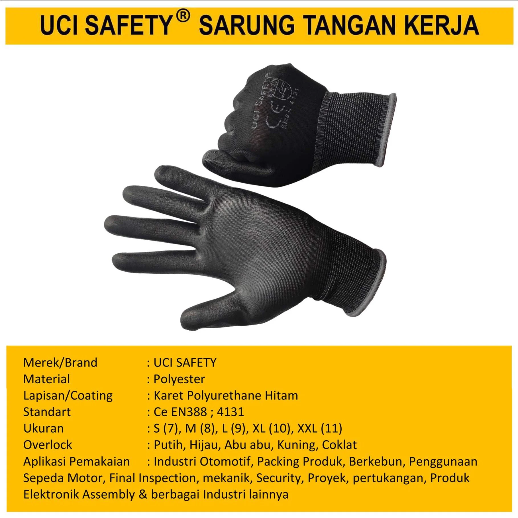 otomotif Mekanik Bengkel Montir Motor Telapak Tangan dilapisi karet Packing Polyurethane Palm Fit Proyek Tukang Bagunan - Gambar 4
