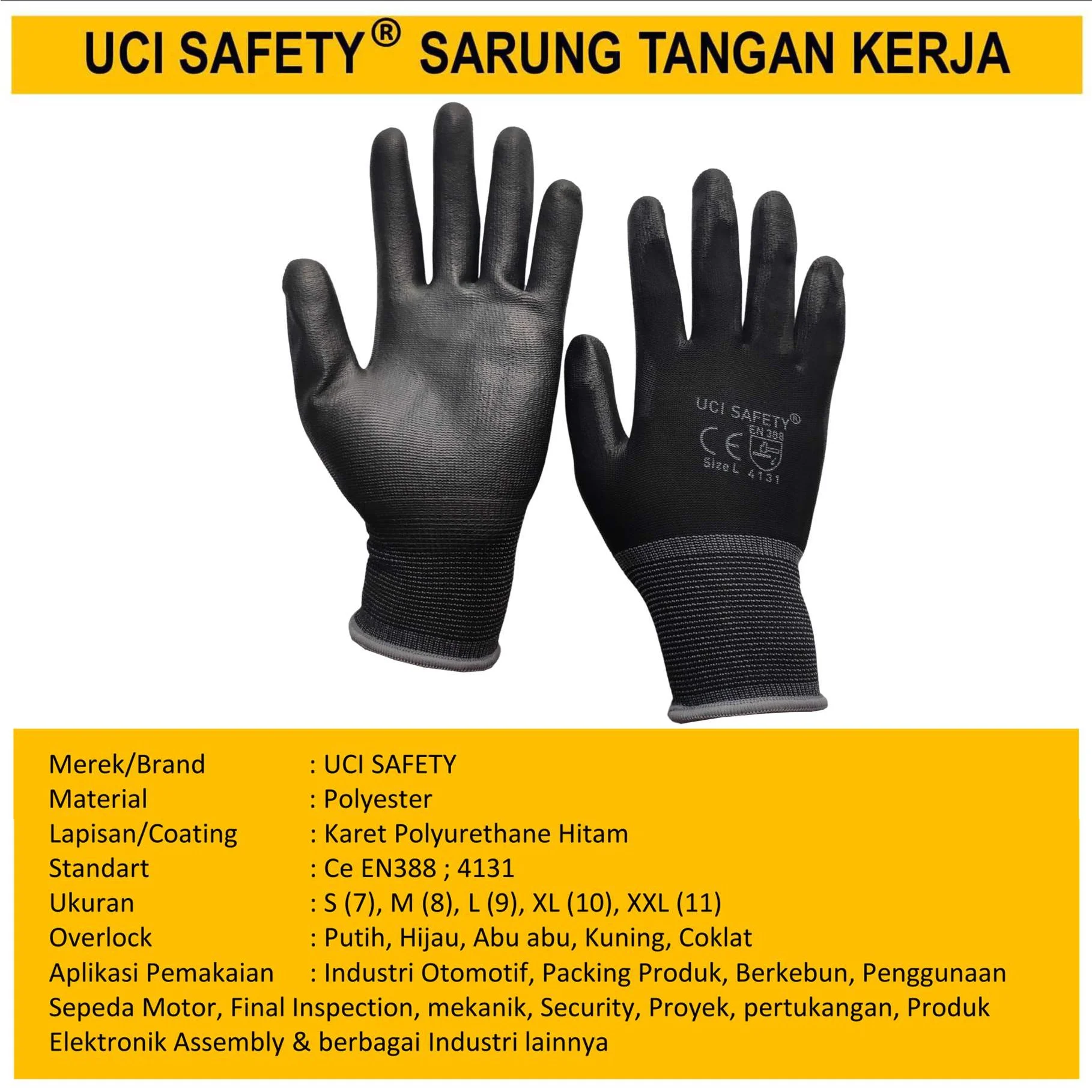 Proyek Tukang Bagunan Anti Slip Uci Safety Berkebun Pengaman kerja PU - Gambar 4