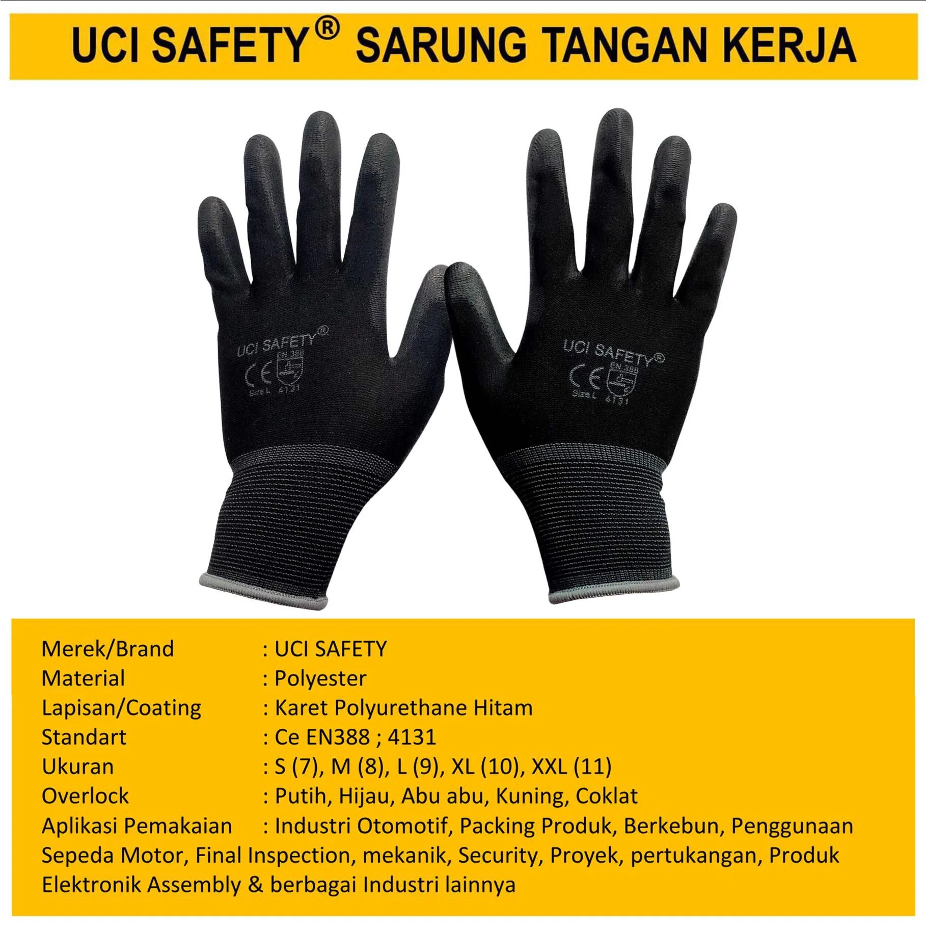 Palm Fit Security Satpam Hand Gloves Coating Karet Polyurethane - Gambar 4