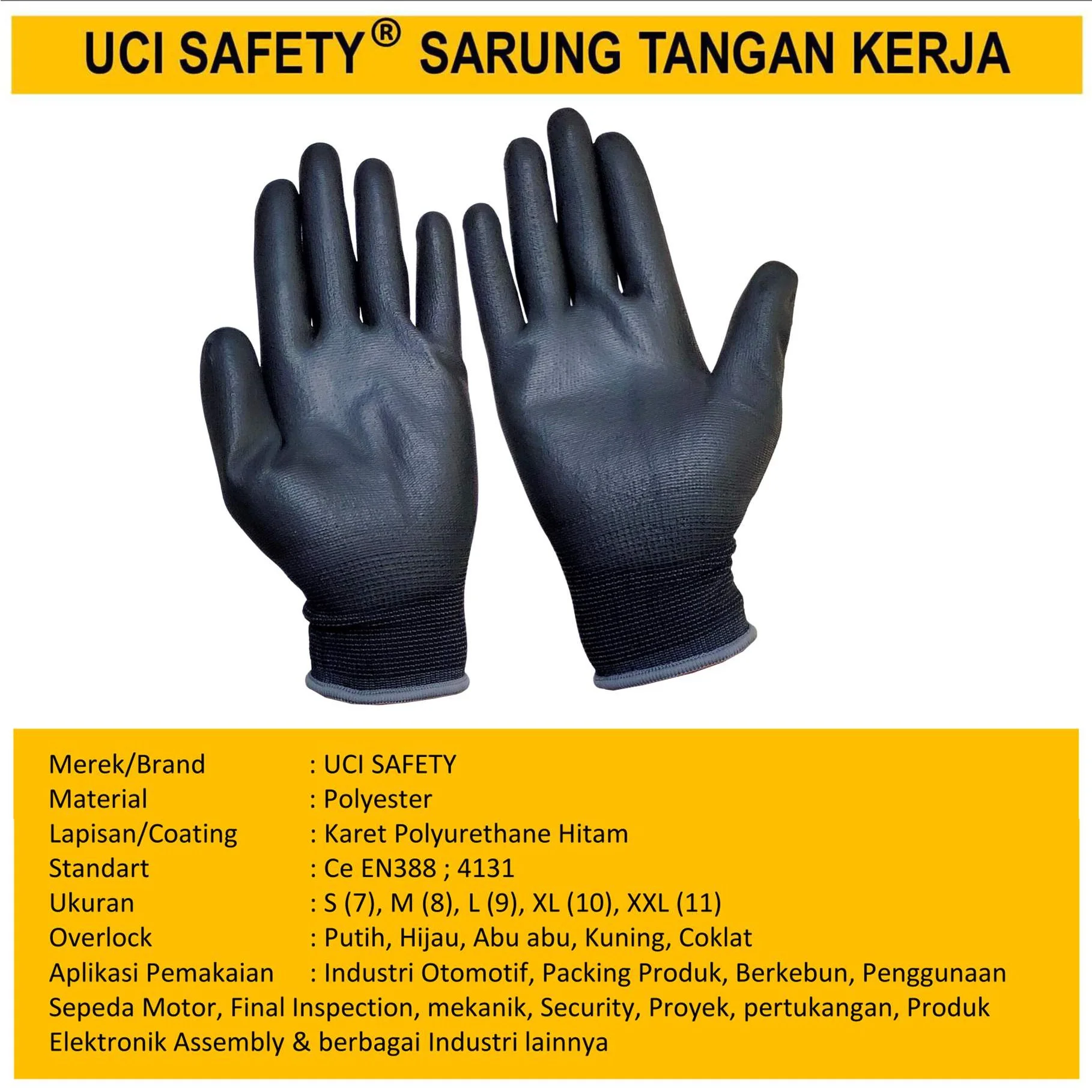 Karet Palmfit Proyek Tukang Bagunan Security Satpam Safety Gloves Palm Fit - Gambar 3