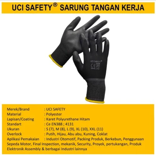 Bahan Nylon Polyester Sarung Tangan Kerja Safety Gloves Dilapisi Karet Industri Pabrik