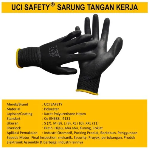 otomotif Mekanik Bengkel Montir Motor Telapak Tangan dilapisi karet Packing Polyurethane Palm Fit Safety Gloves