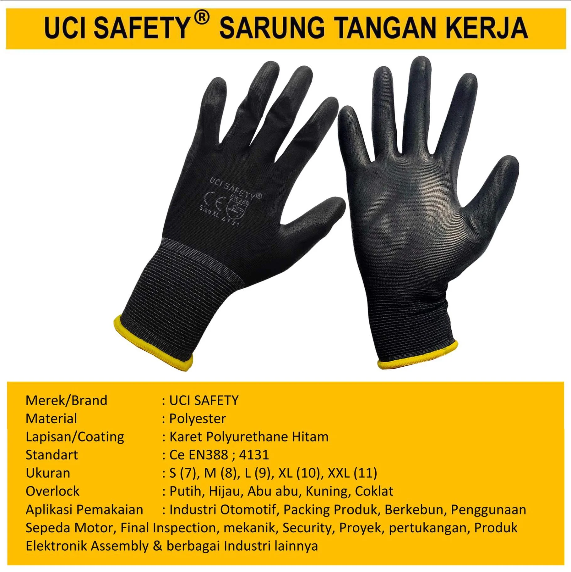 Bahan Nylon Polyester Coating Karet Hand Gloves Industri Pabrik Security Satpam Palmfit - Gambar 4