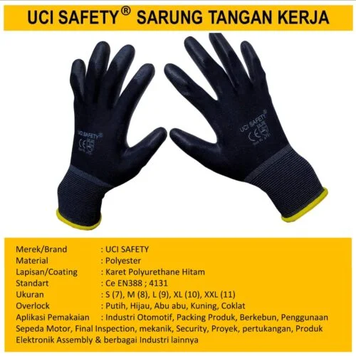 otomotif Mekanik Bengkel Montir Motor Telapak Tangan dilapisi karet Bahan Nylon Polyester Packing Pengaman kerja Coating Karet
