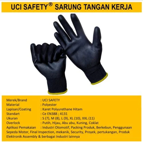 Hand Gloves Coating Karet Pengaman kerja Bahan Nylon Polyester Telapak Tangan dilapisi karet Berkebun