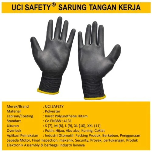 Dilapisi Karet Hitam Black otomotif Mekanik Bengkel Montir Motor Telapak Tangan dilapisi karet Packing Polyurethane