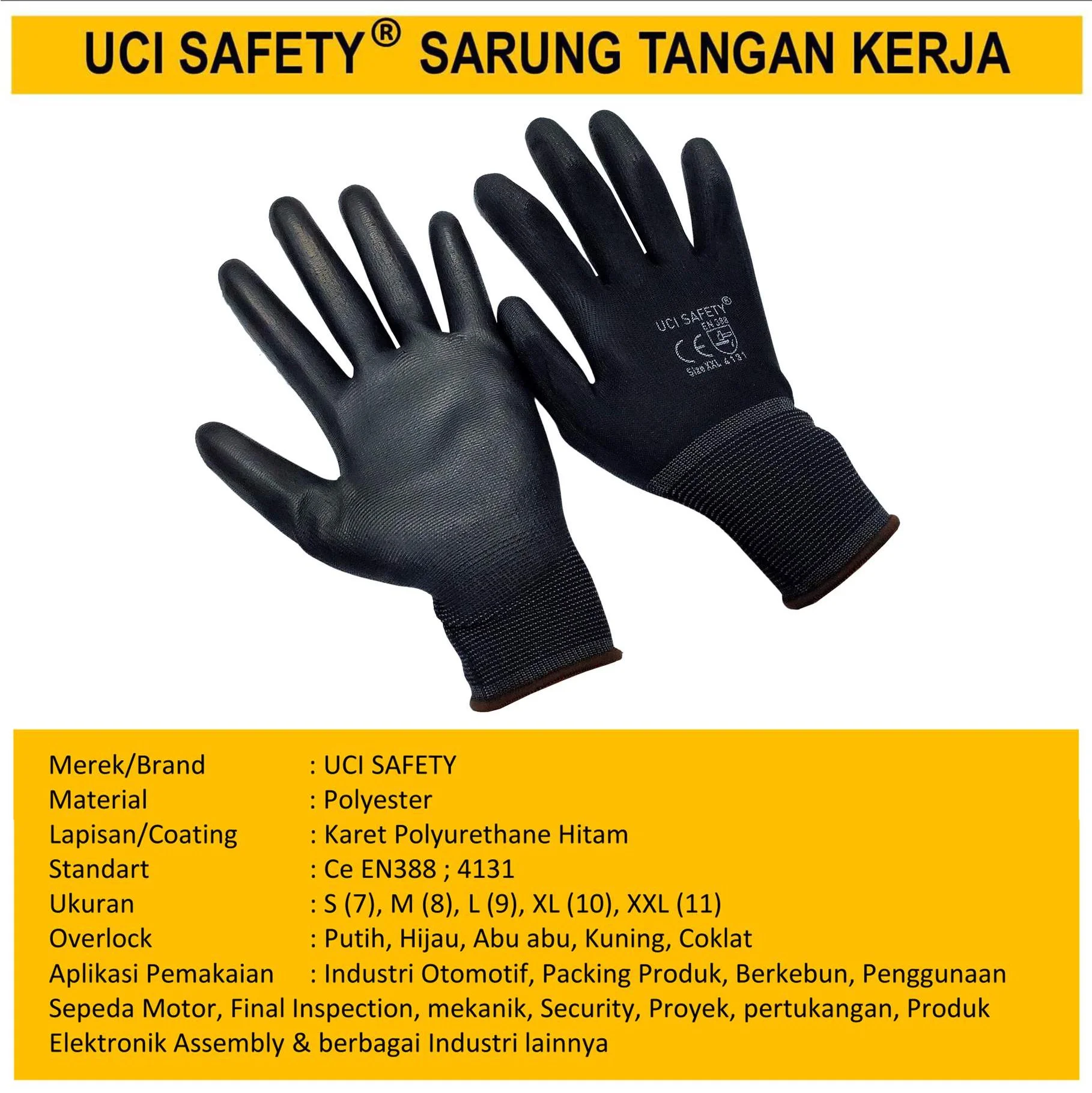 Karet Palmfit Security Satpam Industri Pabrik Hand Gloves Coating Karet - Gambar 3