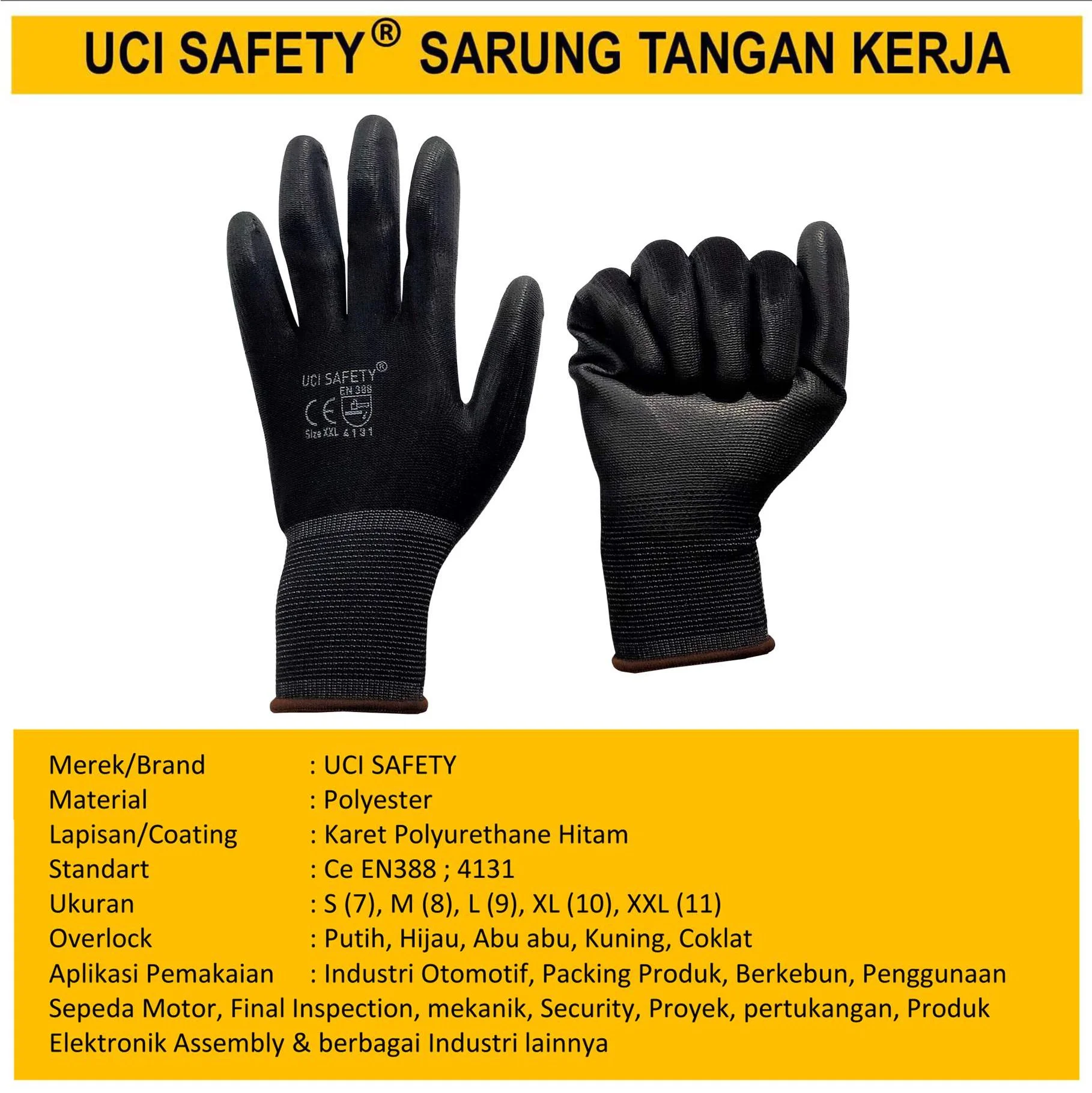 PU Karet Palmfit Security Satpam Industri Pabrik Hand Gloves - Gambar 3