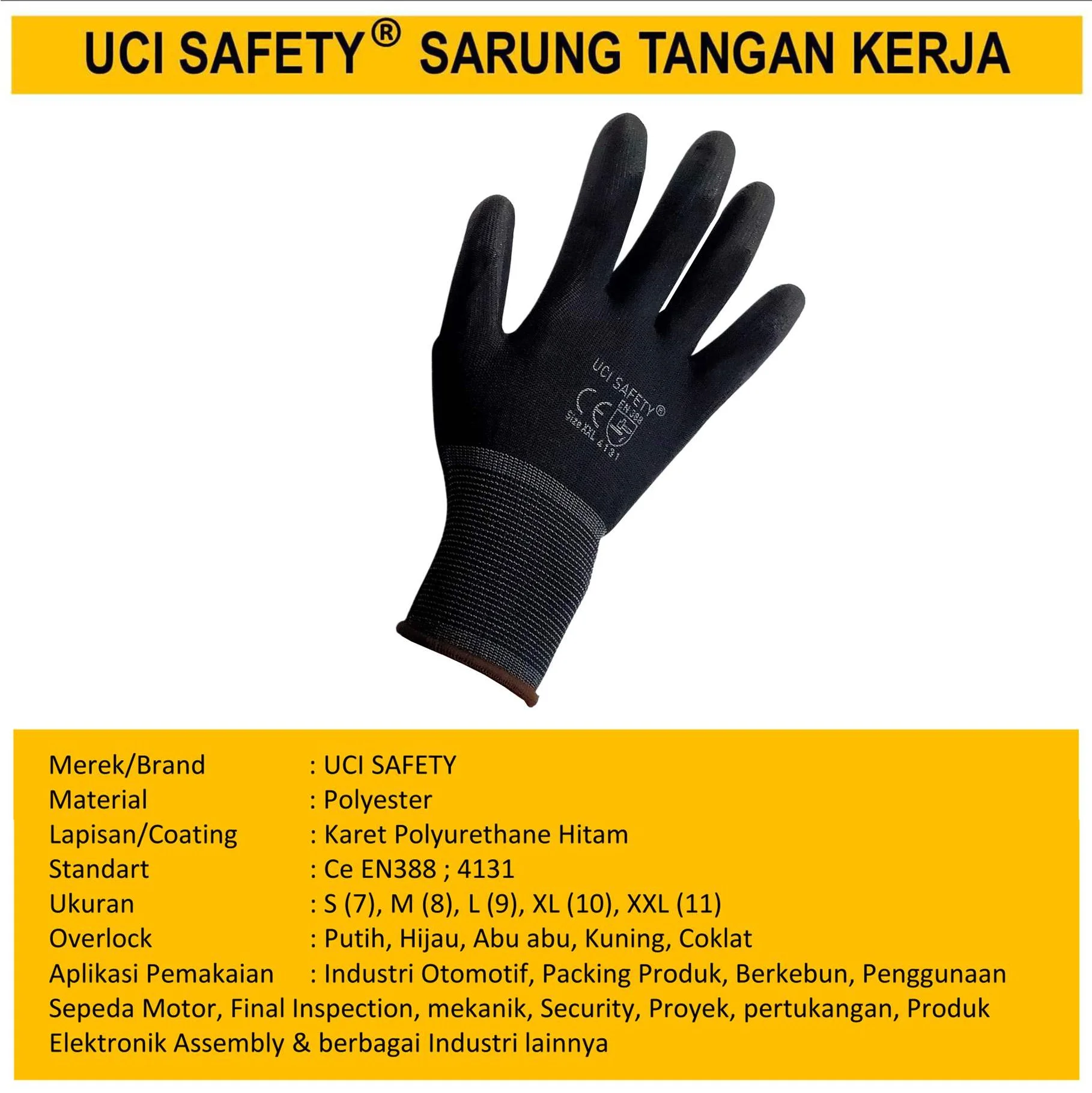Kerja Safety Gloves Security Satpam Dilapisi Karet Proyek Tukang Bagunan Palmfit - Gambar 4