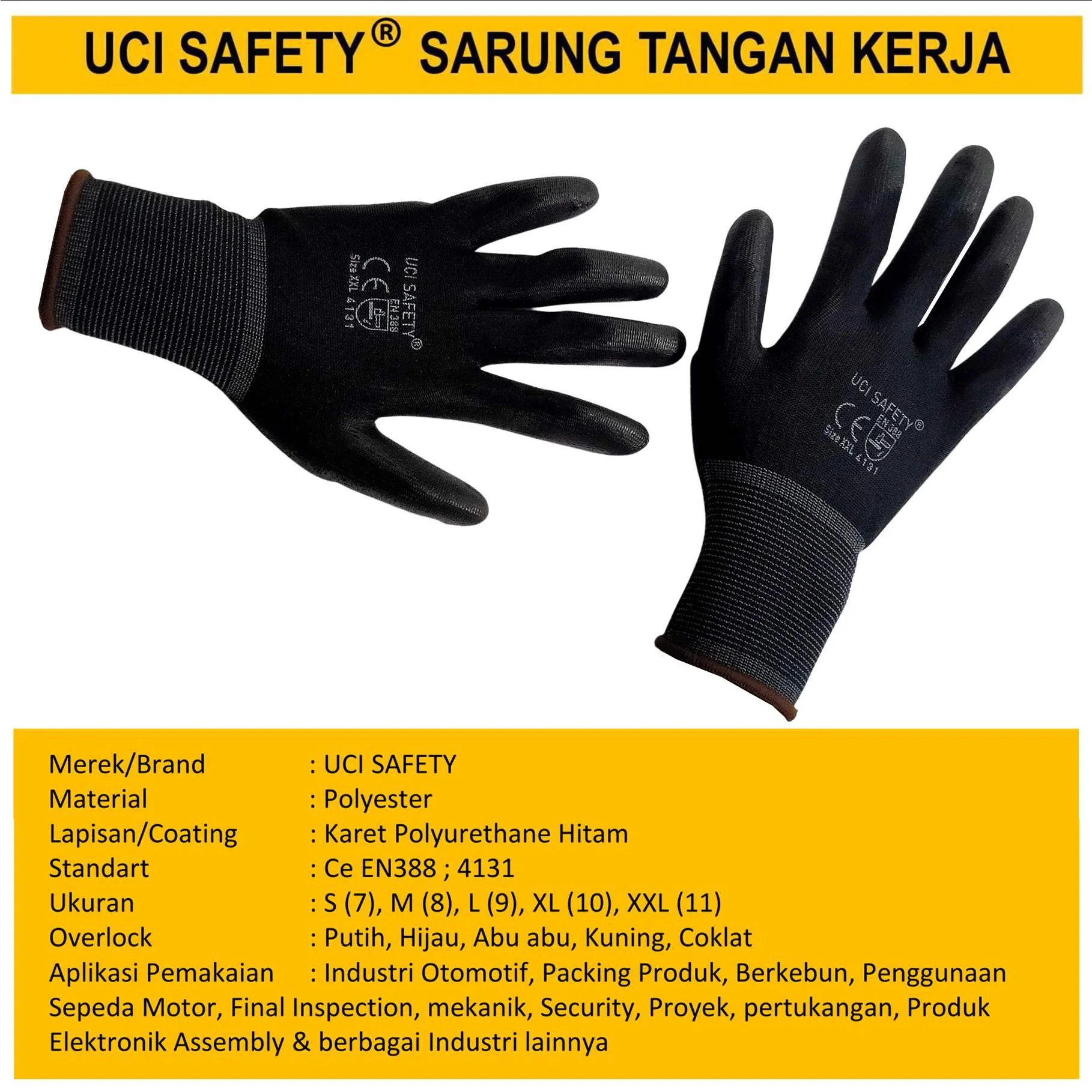 Karet Palmfit Proyek Tukang Bagunan Security Satpam Safety Gloves Palm Fit - Gambar 4