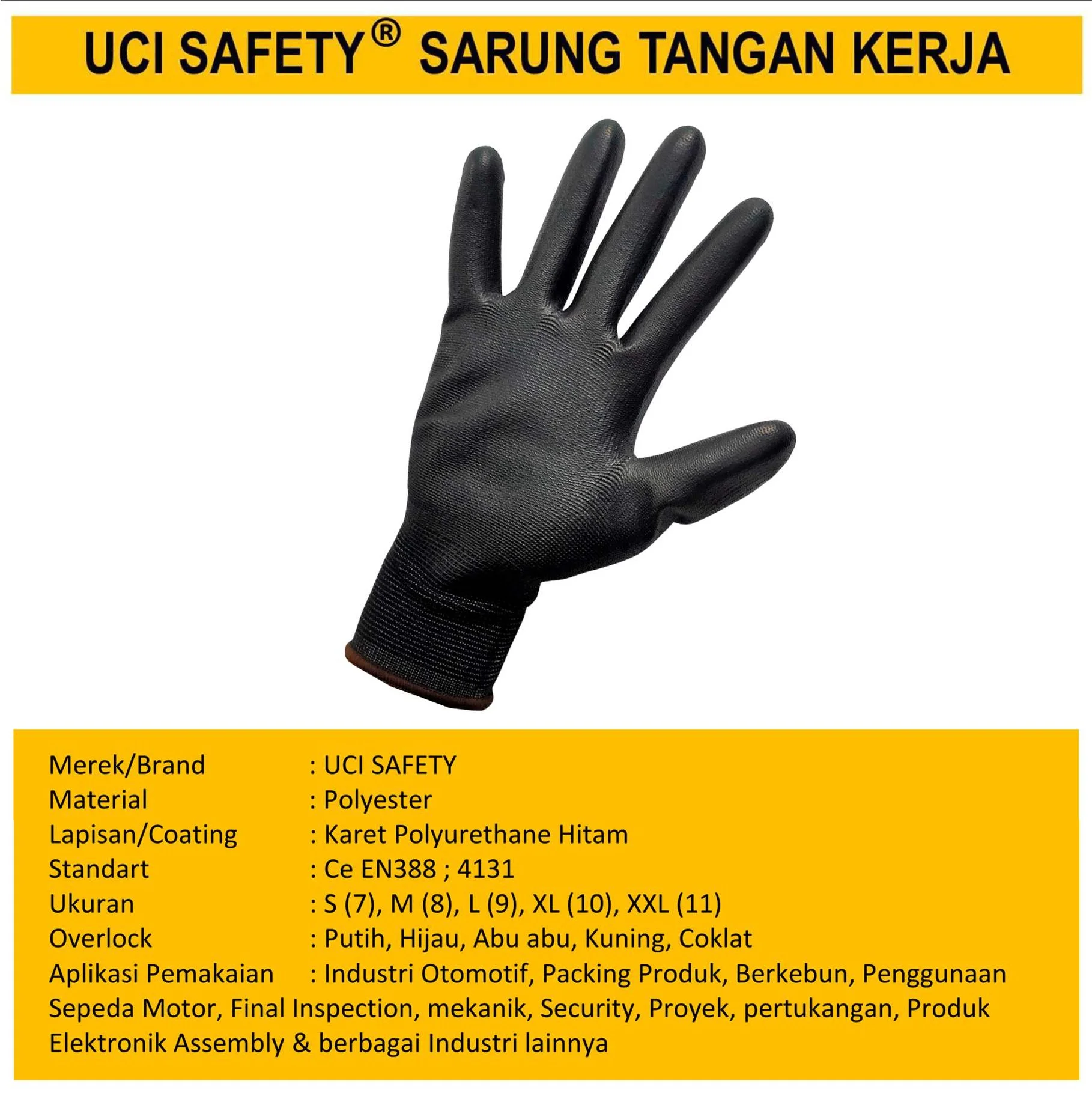 Karet Palmfit Security Satpam Industri Pabrik Hand Gloves Coating Karet - Gambar 2