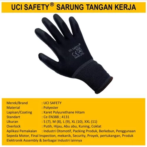 Kerja Sarung Tangan Bahan Nylon Polyester Coating Karet Hand Gloves Industri Pabrik