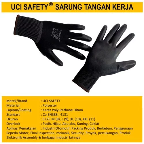 Bahan Nylon Polyester Coating Karet Hand Gloves Industri Pabrik Security Satpam Palmfit