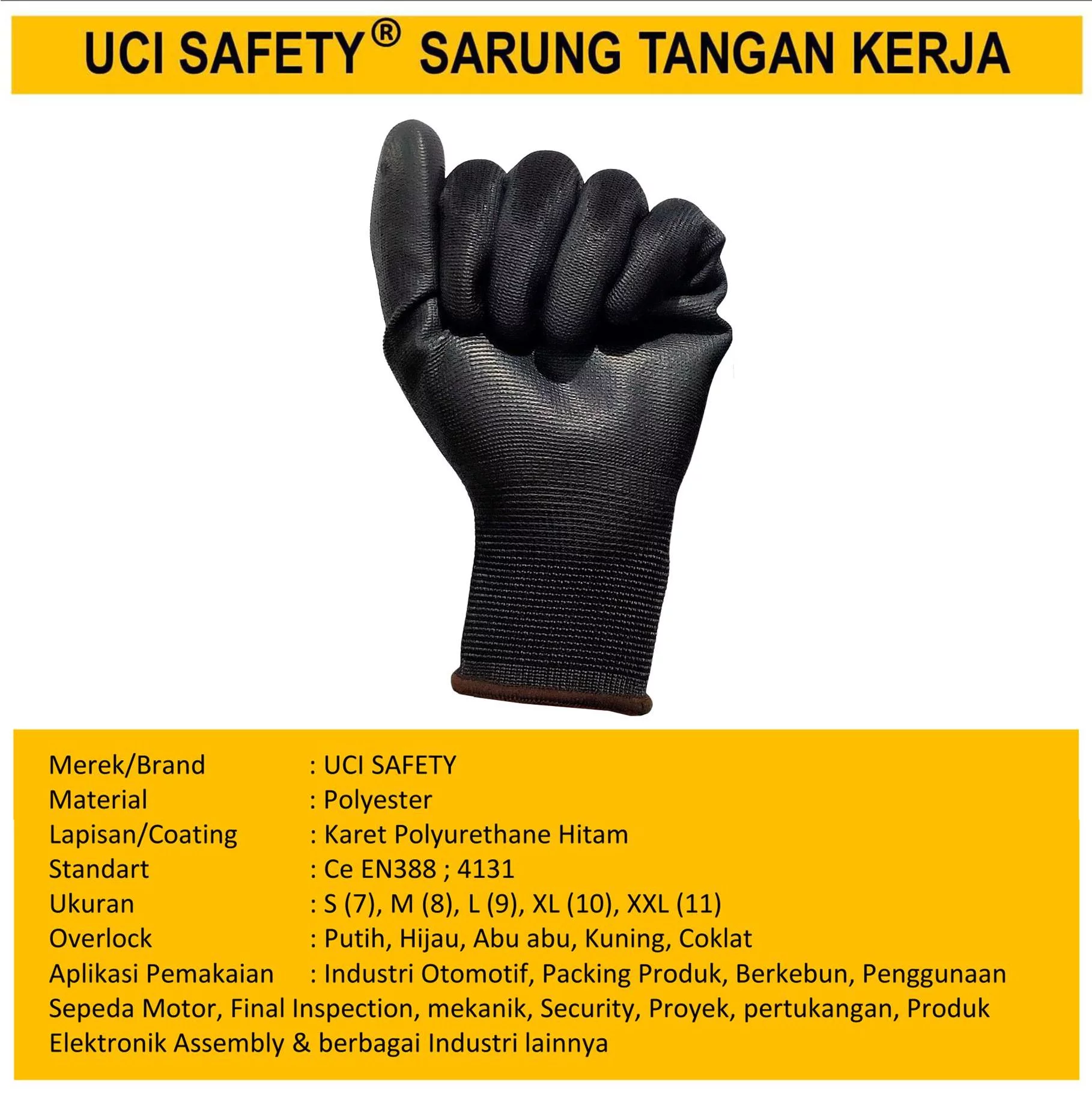 Karet Palmfit Security Satpam Industri Pabrik Hand Gloves Coating Karet