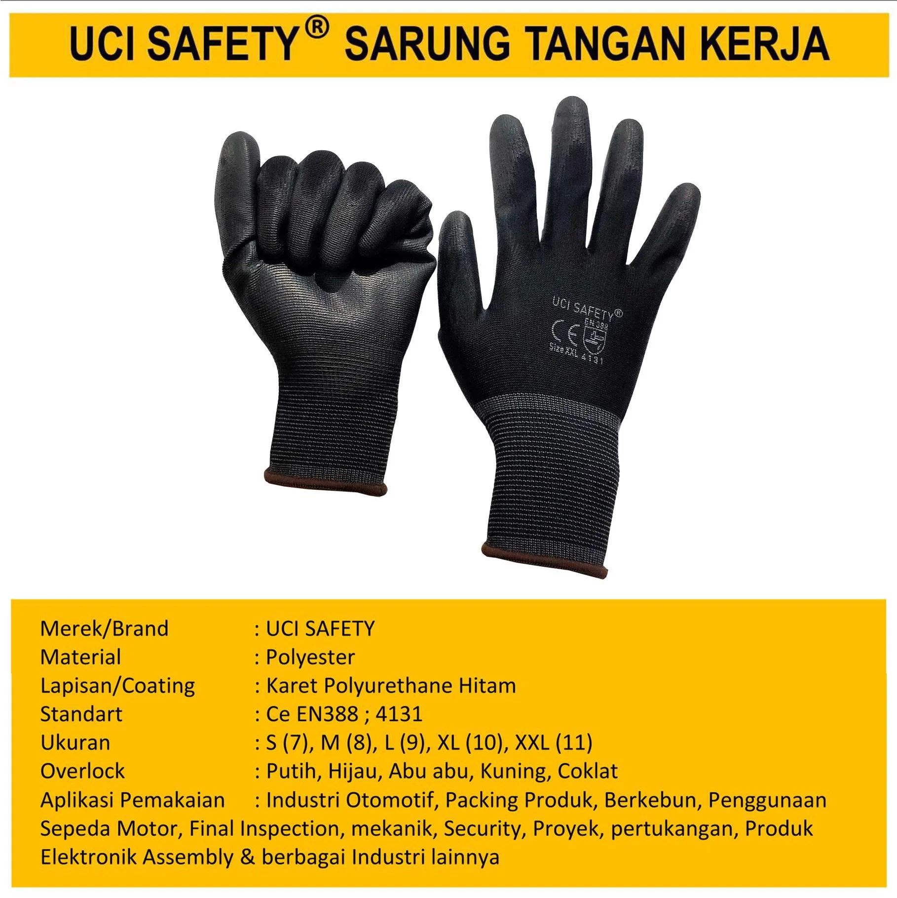 Karet Kerja Polyurethane PU Pengaman kerja Berkebun