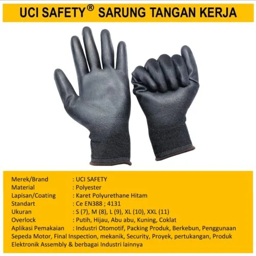 Palmfit Security Satpam Industri Pabrik Hand Gloves Coating Karet Pengaman kerja