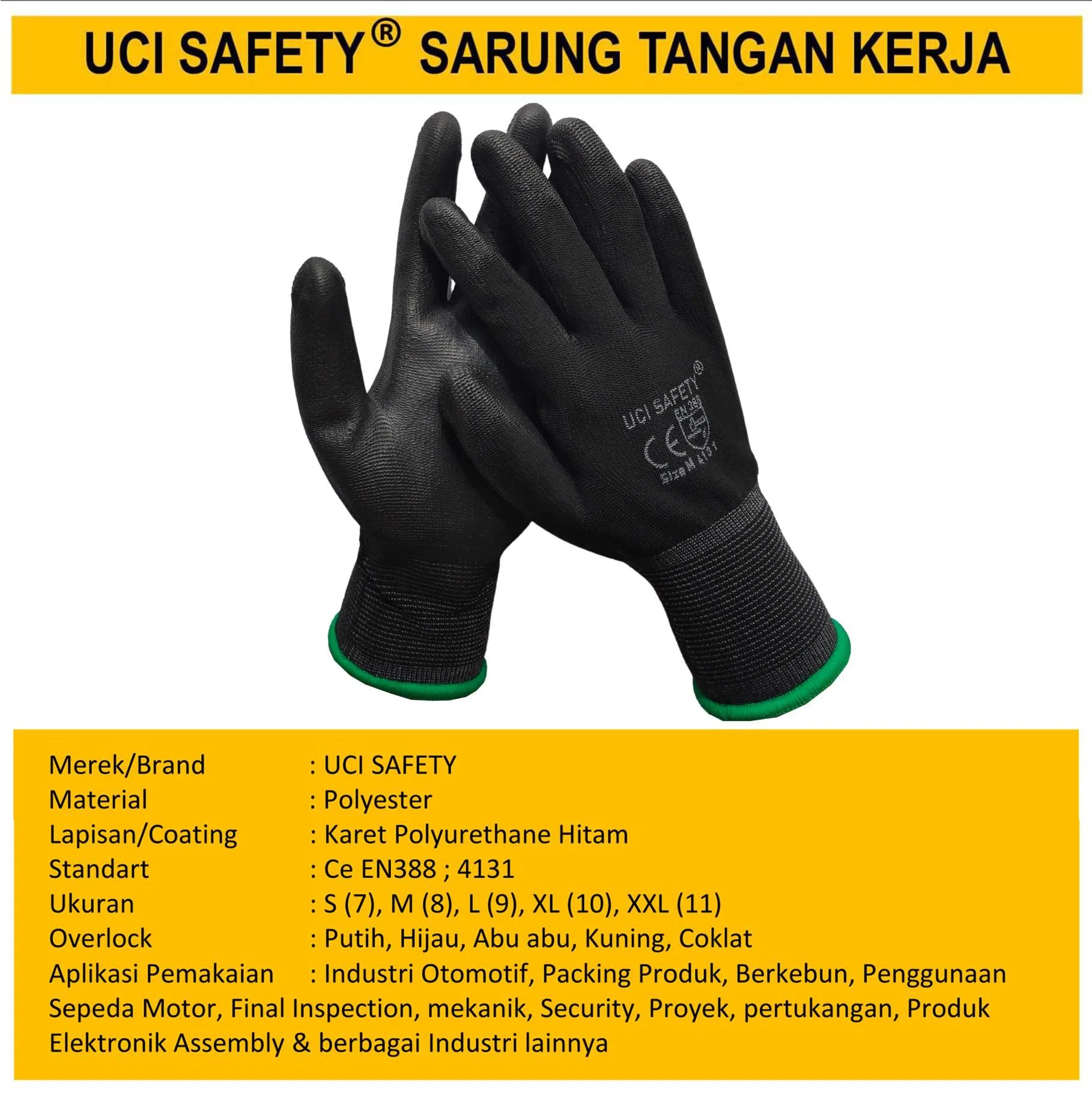 Bahan Nylon Polyester Sarung Tangan Kerja Safety Gloves Dilapisi Karet Industri Pabrik - Gambar 4