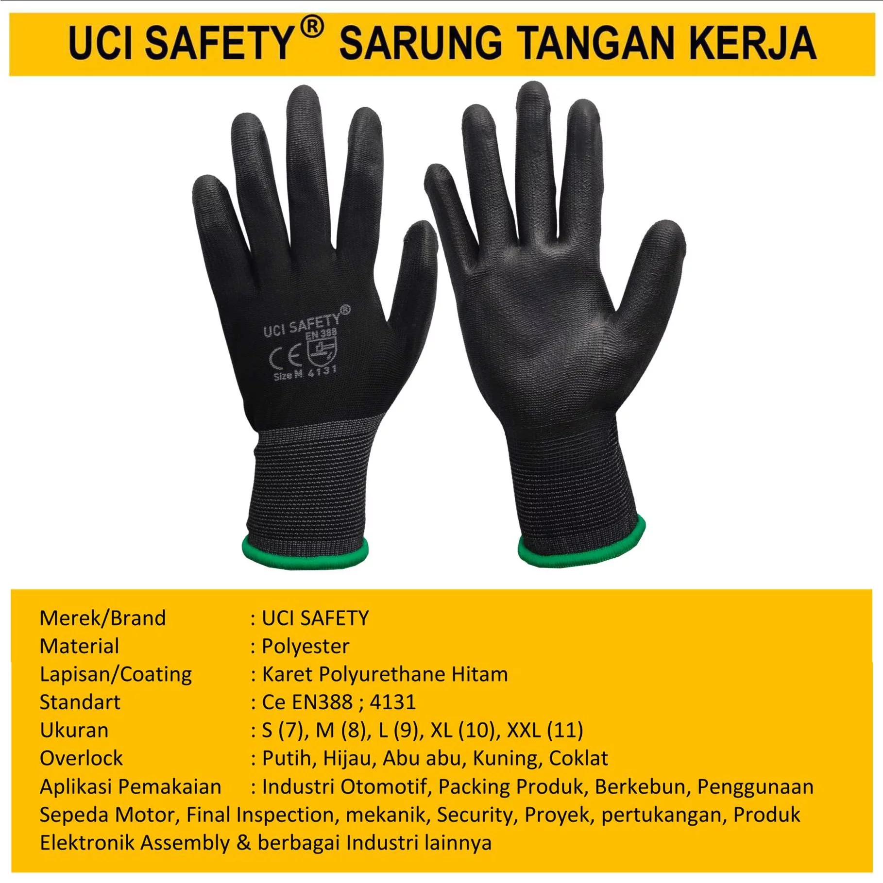 Hand Gloves Coating Karet Bahan Nylon Polyester Sarung Tangan Kerja Palmfit - Gambar 4