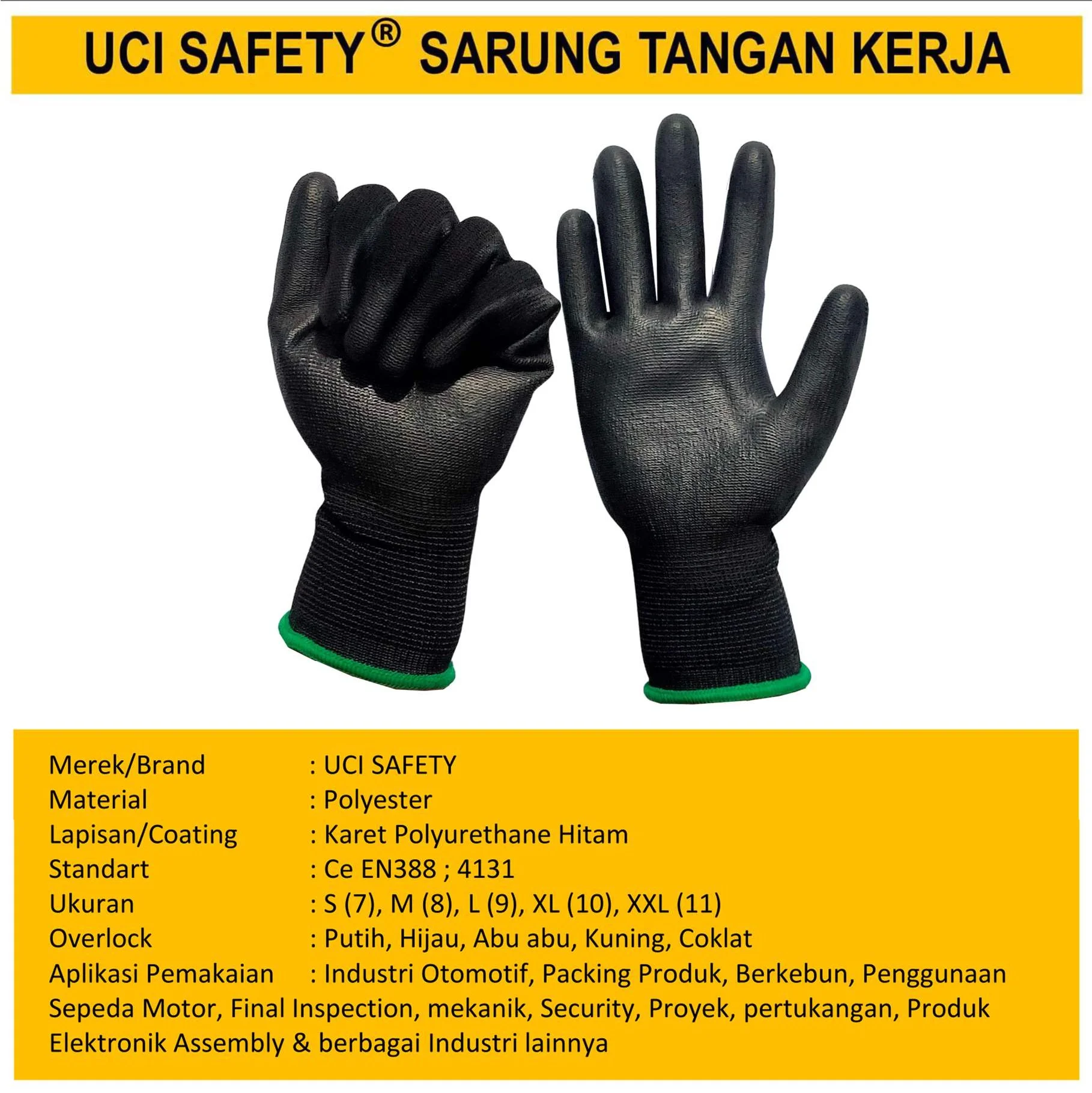 Kerja Proyek Tukang Bagunan Uci Safety Berkebun Sarung Tangan - Gambar 4