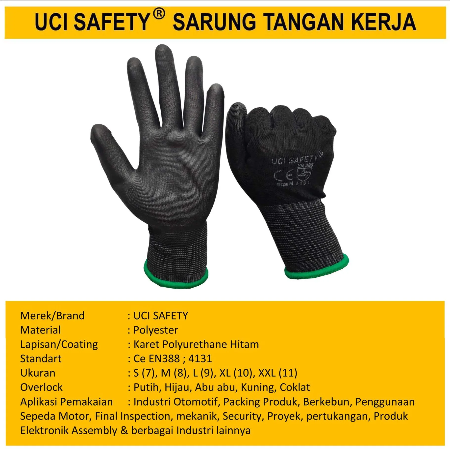 otomotif Mekanik Bengkel Montir Motor Telapak Tangan dilapisi karet Packing Polyurethane Palm Fit Proyek Tukang Bagunan - Gambar 3