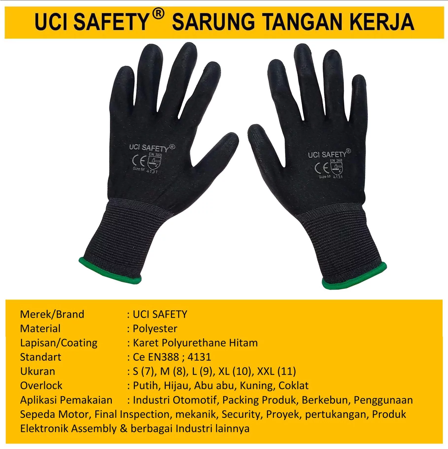 Proyek Tukang Bagunan Anti Slip Uci Safety Berkebun Pengaman kerja PU - Gambar 3