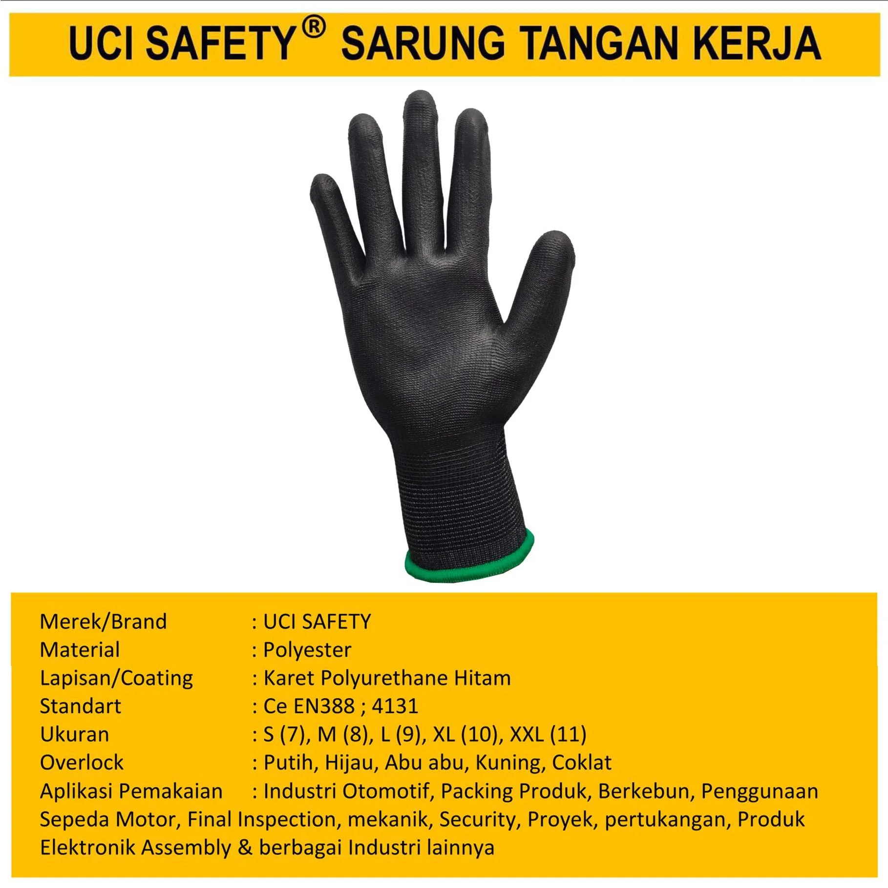 Karet Palmfit Proyek Tukang Bagunan Security Satpam Safety Gloves Palm Fit - Gambar 2