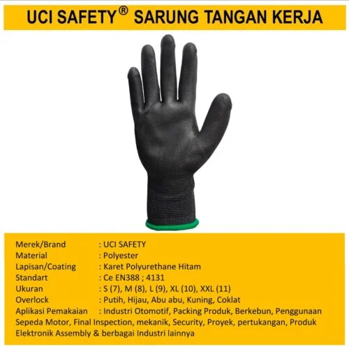 Telapak Tangan dilapisi karet otomotif Mekanik Bengkel Montir Motor Hitam Black Dilapisi Karet Safety Gloves Kerja