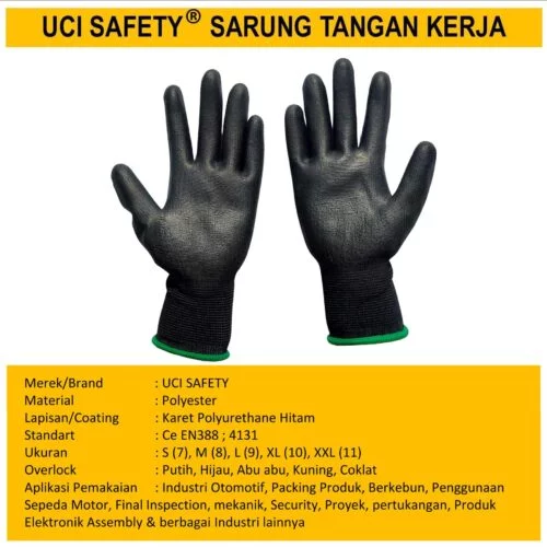 Hand Gloves Industri Pabrik Security Satpam Palmfit Karet PU
