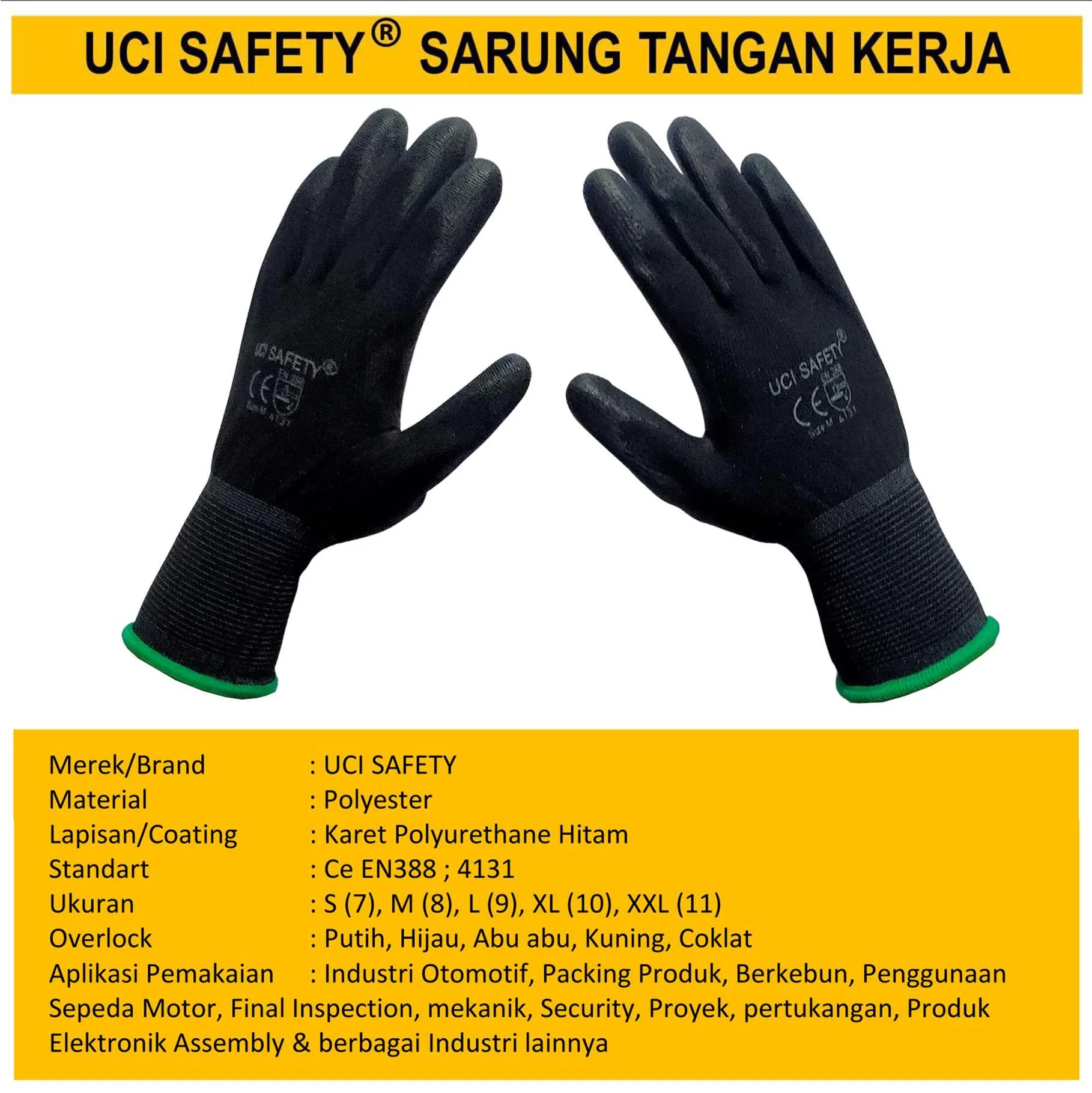 PU Karet Palmfit Security Satpam Industri Pabrik Hand Gloves