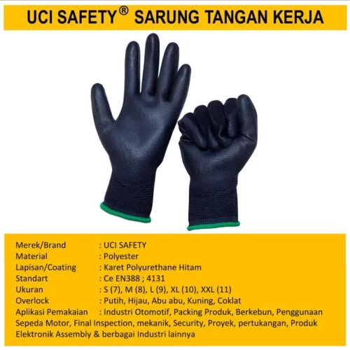 Coating Karet Bahan Nylon Polyester Sarung Tangan Kerja Safety Gloves Dilapisi Karet
