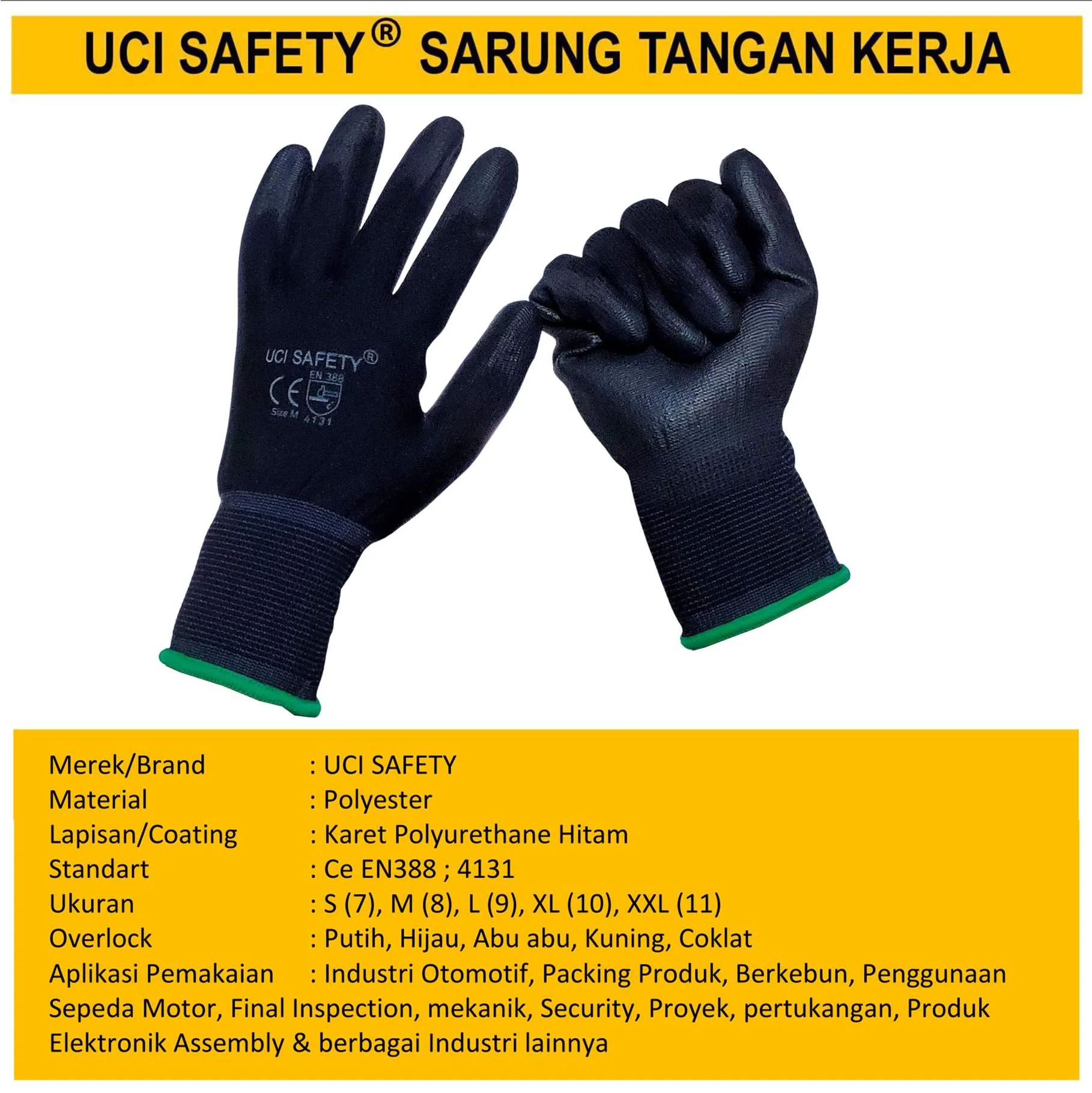 otomotif Mekanik Bengkel Montir Motor Telapak Tangan dilapisi karet Packing Polyurethane Palm Fit Proyek Tukang Bagunan